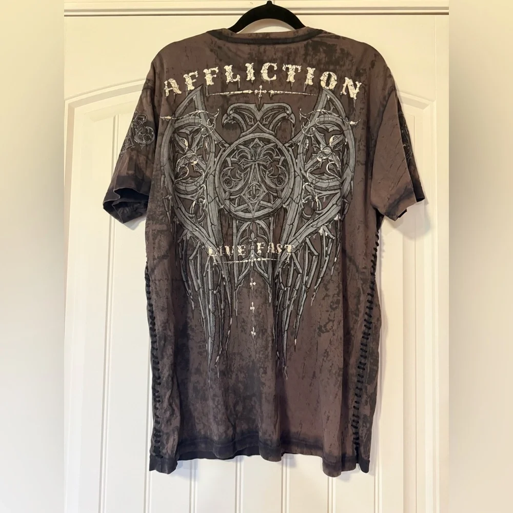 Affliction‎ Men's Grey/Black Graphic T-Shirt